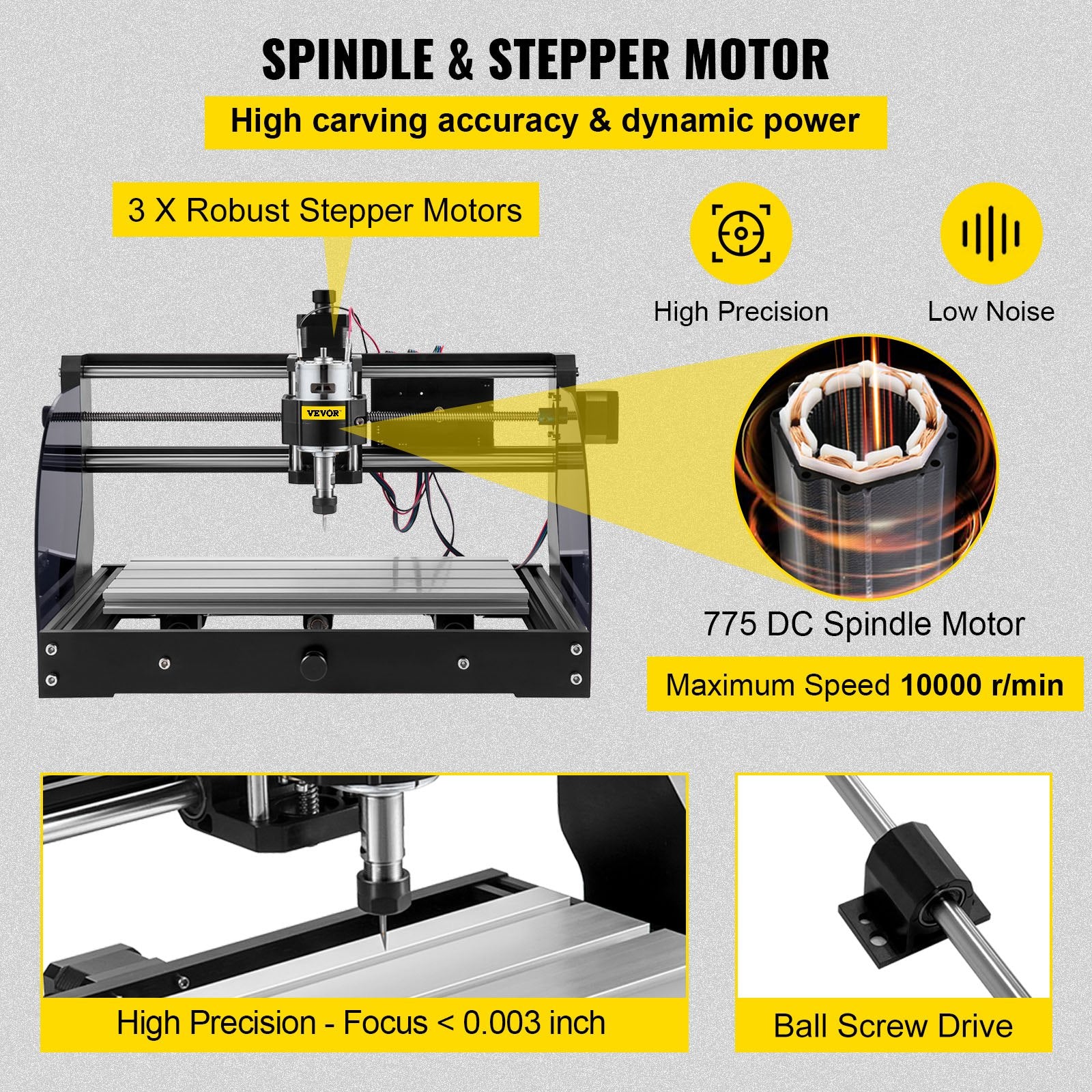 Hand Tools: VEVOR Cnc 3018 Pro 10000RPM Cnc 3018 300×180×45mm Cnc Machine GRBL Control Mini Laser Engraver with Offline Controller 3 Axis laser engraving machine for Carving Milling Plastic Acrylic PVC