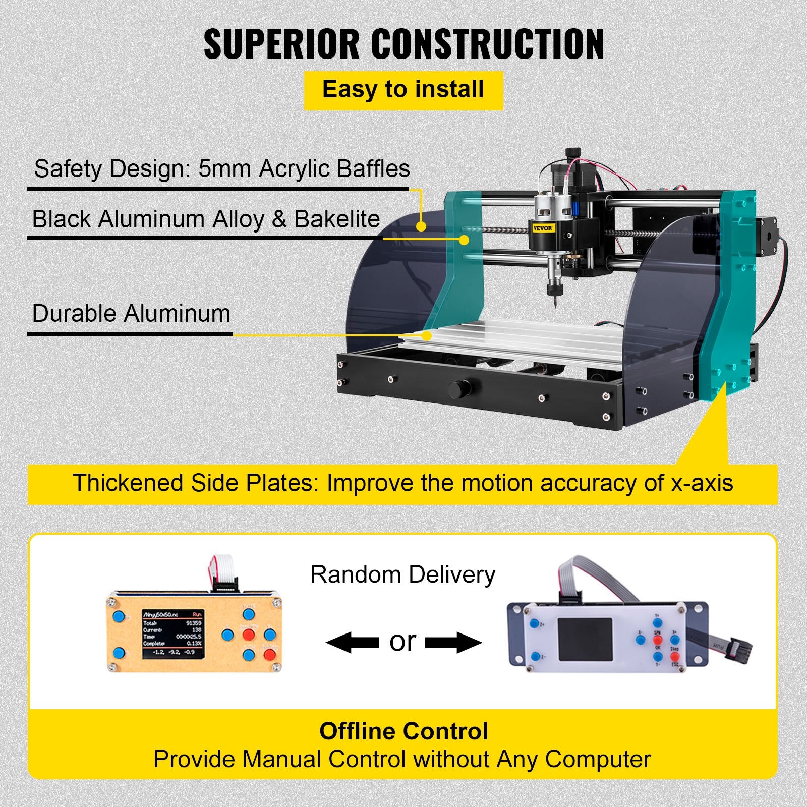Hand Tools: VEVOR Cnc 3018 Pro 10000RPM Cnc 3018 300×180×45mm Cnc Machine GRBL Control Mini Laser Engraver with Offline Controller 3 Axis laser engraving machine for Carving Milling Plastic Acrylic PVC