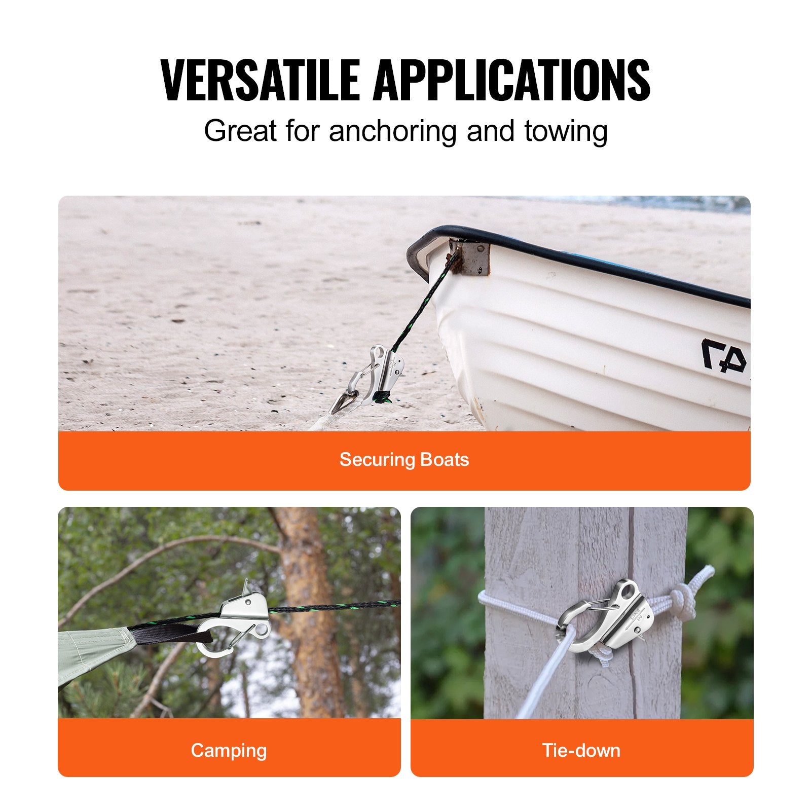 Boating Accessories: VEVOR Boat Anchor Hook Stainless Steel Knotless Anchor System with Quick Release