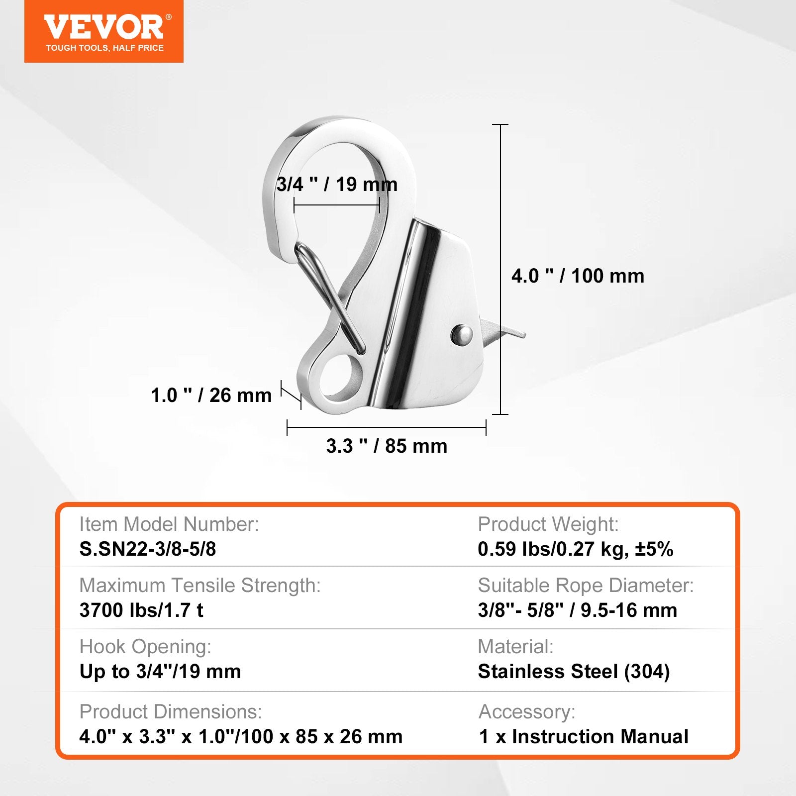 Boating Accessories: VEVOR Boat Anchor Hook Stainless Steel Knotless Anchor System with Quick Release