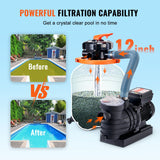 Fountain & Ponds Accessories: VEVOR Sand Filter Above Ground with 285W Pool Pump 10,000 L/H Flow 6-Way Valve