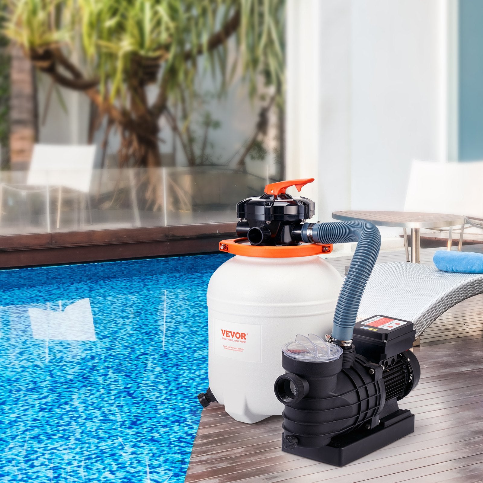 Fountain & Ponds Accessories: VEVOR Sand Filter Above Ground with 285W Pool Pump 10,000 L/H Flow 6-Way Valve