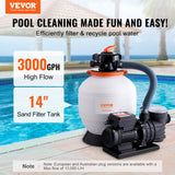 Fountain & Ponds Accessories: VEVOR Sand Filter Above Ground with 450W Pool Pump 13,000 L/H Flow 6-Way Valve