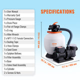 Fountain & Ponds Accessories: VEVOR Sand Filter Above Ground with 450W Pool Pump 13,000 L/H Flow 6-Way Valve