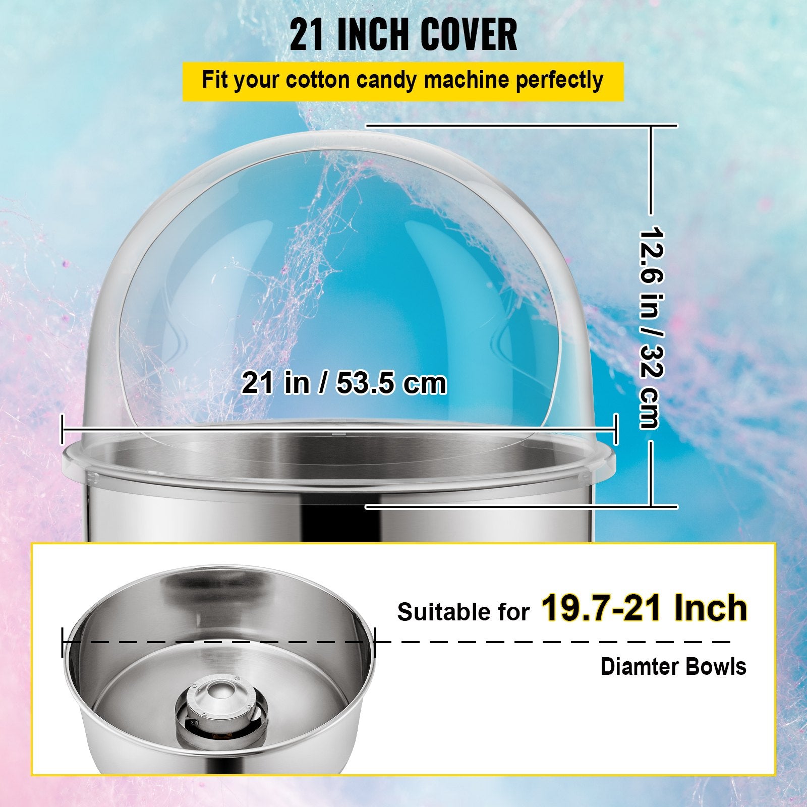 Tape & Dispensers: VEVOR Candy Machine Bubble Shield 20.5 Inch Clear Plastic Cotton Candy Cover for Commercial Candy Maker Machine