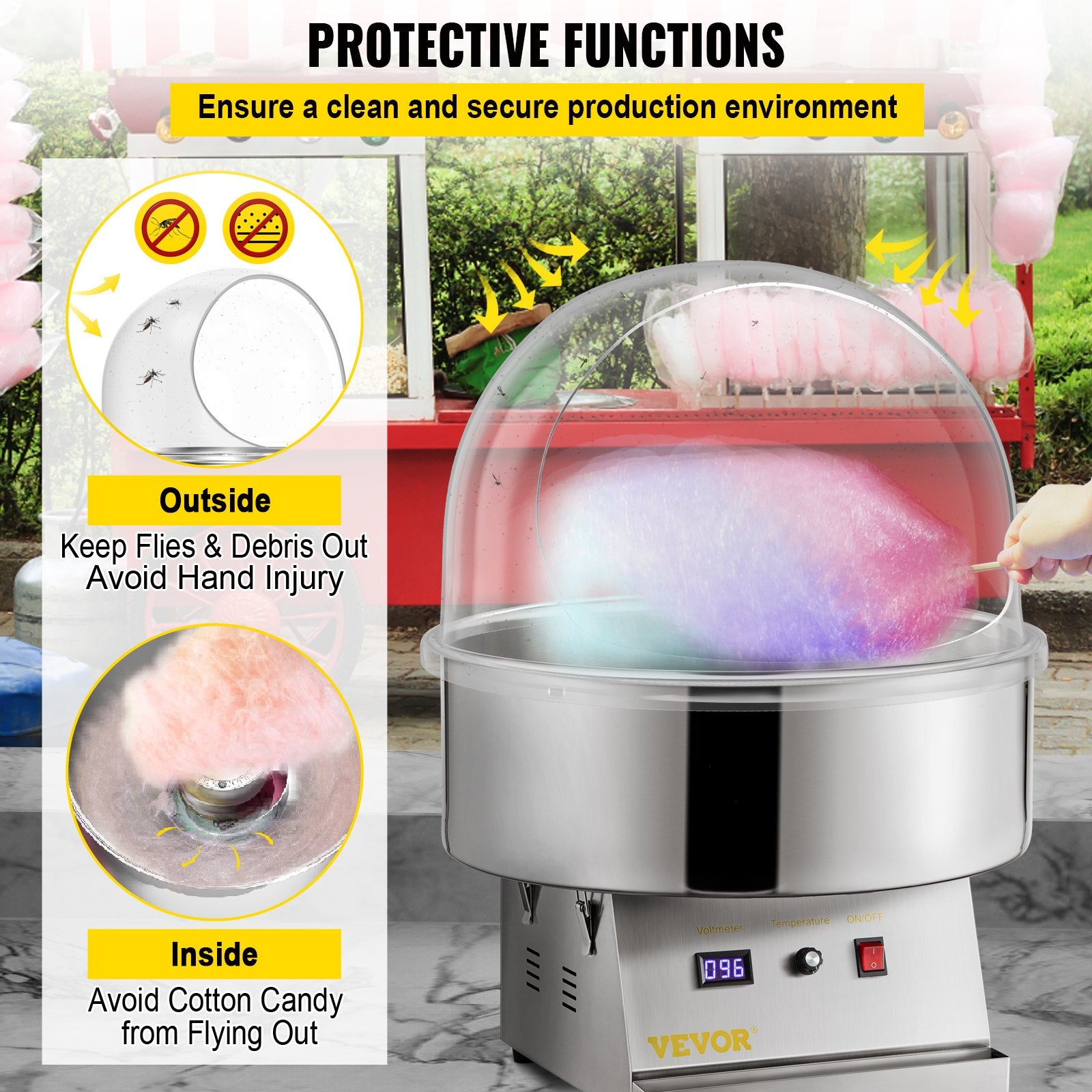 Tape & Dispensers: VEVOR Candy Machine Bubble Shield 20.5 Inch Clear Plastic Cotton Candy Cover for Commercial Candy Maker Machine
