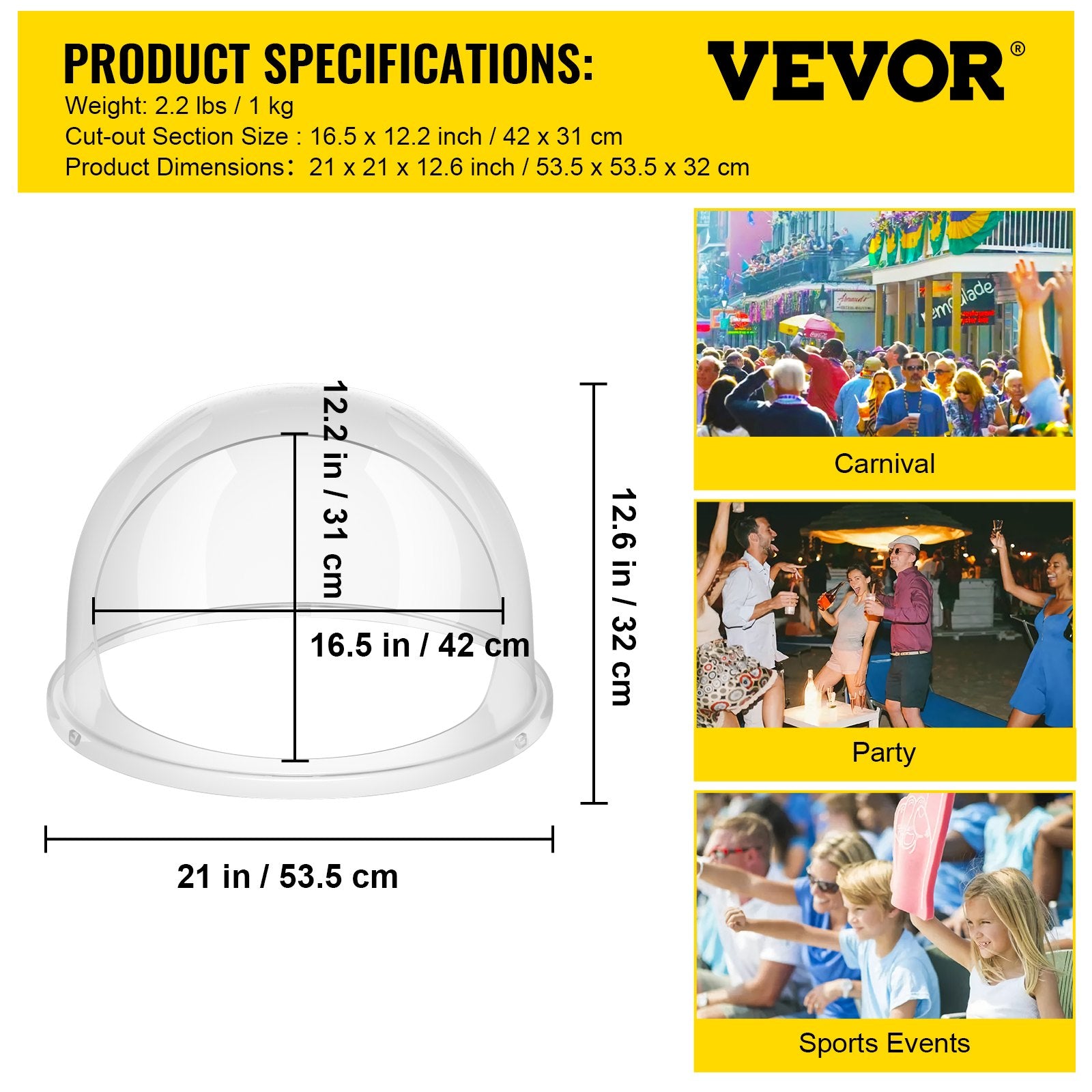 Tape & Dispensers: VEVOR Candy Machine Bubble Shield 20.5 Inch Clear Plastic Cotton Candy Cover for Commercial Candy Maker Machine