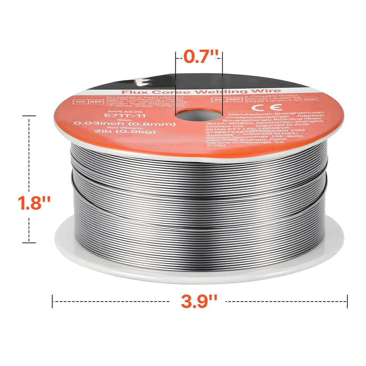 Flux Core MIG Welding Wire, E71T-11 0.8mm 0.9kg, Gasless Mild Steel Welding Wire with Low Spatter for All Position Arc Welding, Self-Shielded for Outdoor Use