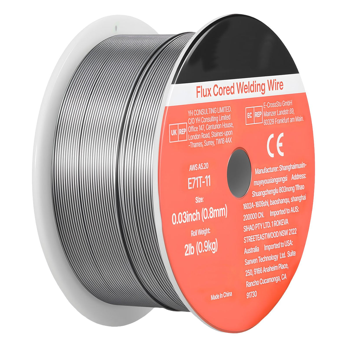 Flux Core MIG Welding Wire, E71T-11 0.8mm 0.9kg, Gasless Mild Steel Welding Wire with Low Spatter for All Position Arc Welding, Self-Shielded for Outdoor Use