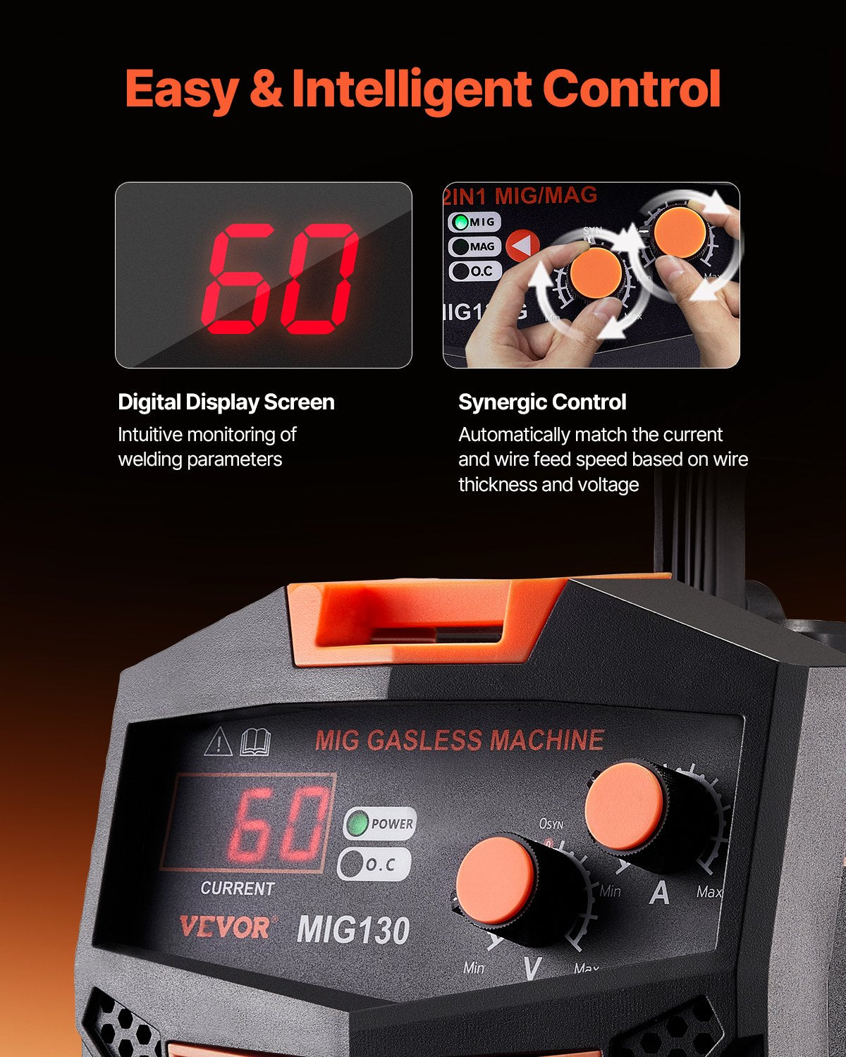 Automotive Repair & Speciality Tools: VEVOR MIG Welder 130Amp Gasless Flux Core Mig Welding Machine with IGBT Inverter