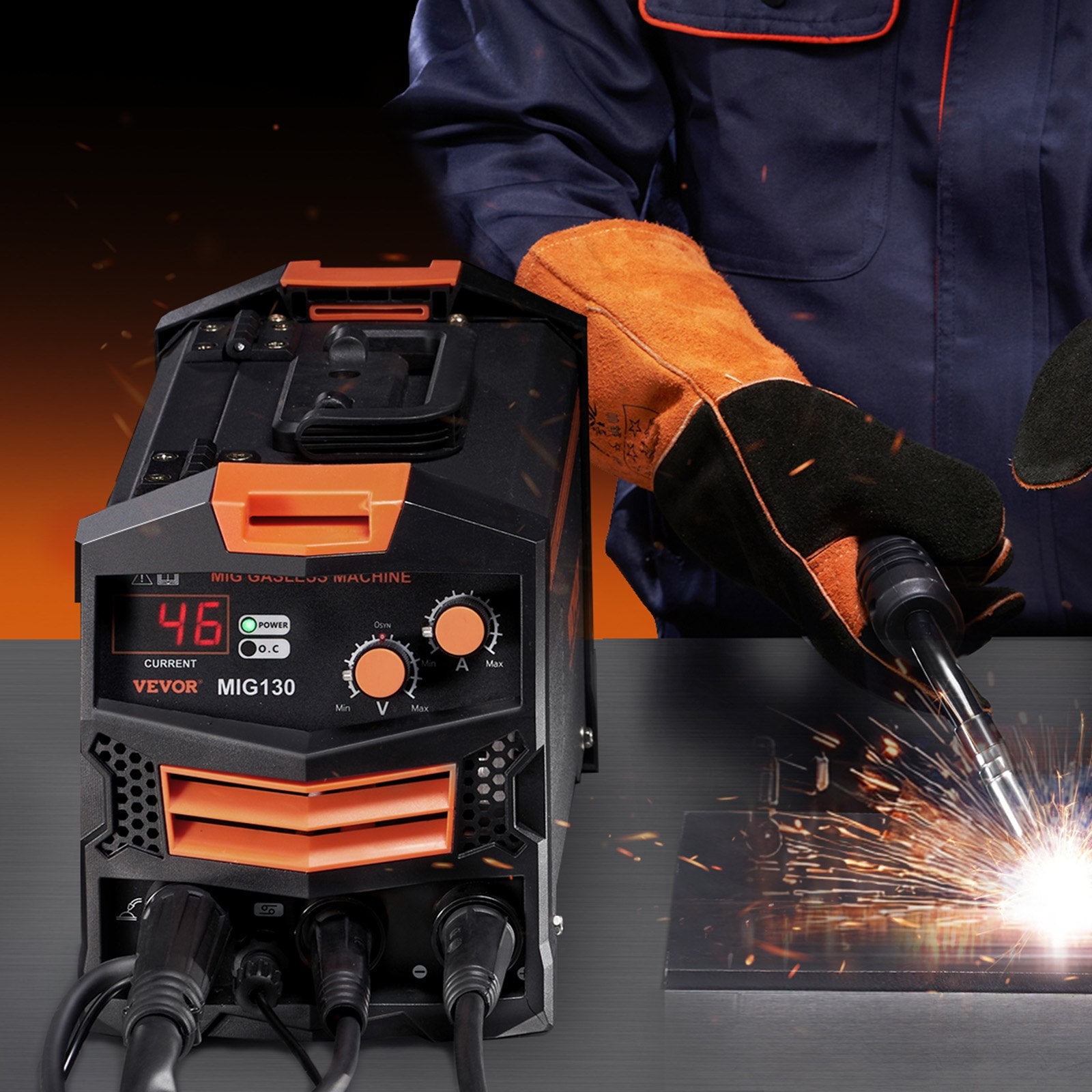 Automotive Repair & Speciality Tools: VEVOR MIG Welder 130Amp Gasless Flux Core Mig Welding Machine with IGBT Inverter