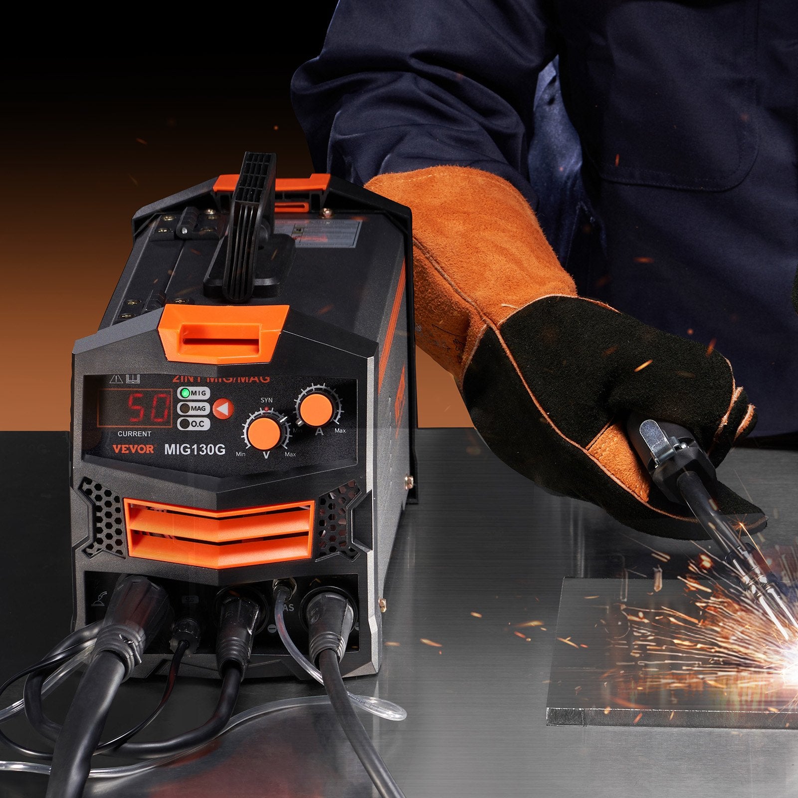 Automotive Repair & Speciality Tools: VEVOR MIG Welder, 130A Synergic Mig Welding Machine, 2-in-1 Gas MIG/Gasless Flux Core MIG Multi-Process Welder Machine, Portable Mig Welder with IGBT Inverter Technology & Digital Display Screen