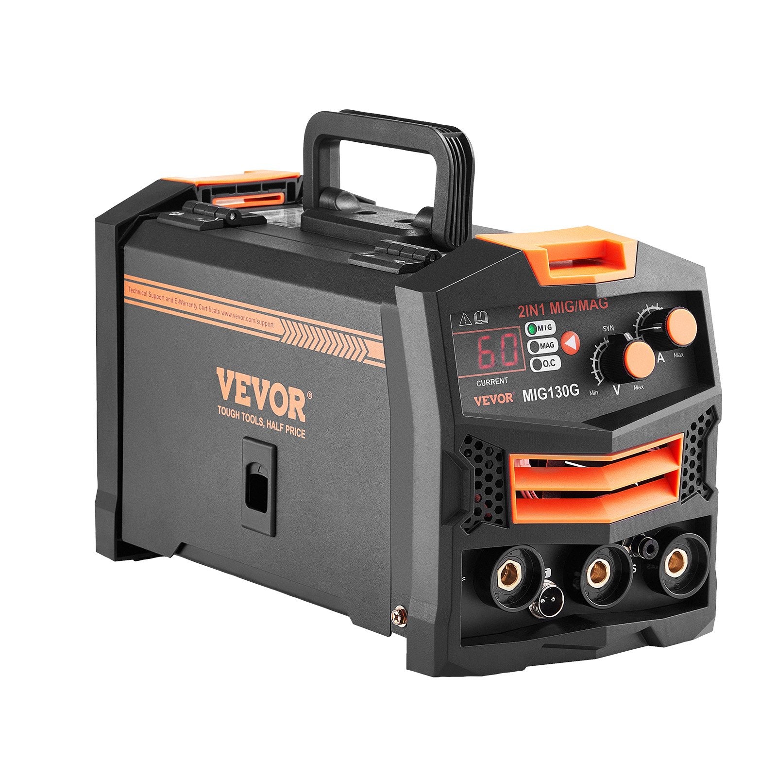 Automotive Repair & Speciality Tools: VEVOR MIG Welder, 130A Synergic Mig Welding Machine, 2-in-1 Gas MIG/Gasless Flux Core MIG Multi-Process Welder Machine, Portable Mig Welder with IGBT Inverter Technology & Digital Display Screen