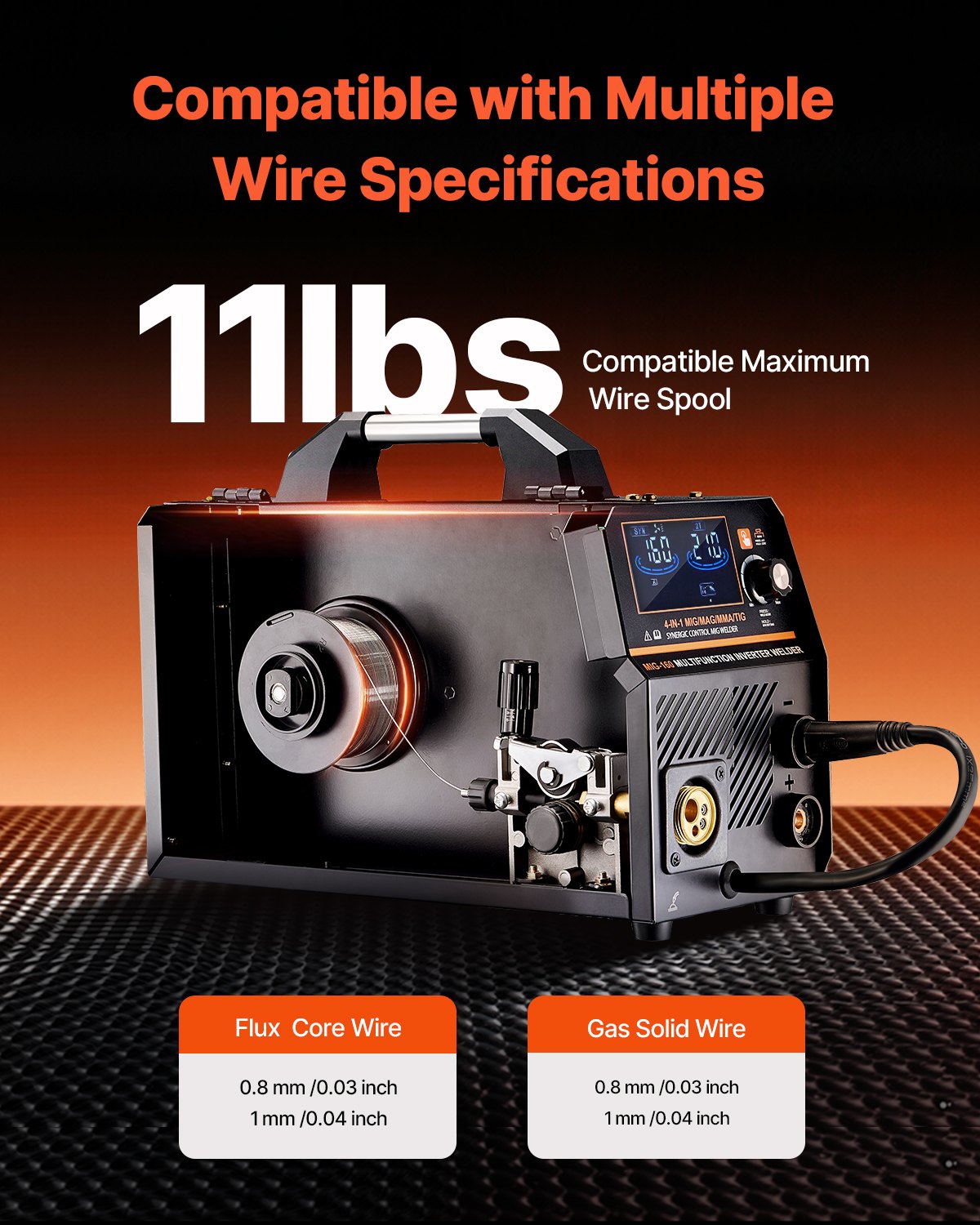 Welding Guns & Plasma Cutters: VEVOR MIG Welder, 160A Synergic Mig Welding Machine, 4-in-1 Gas MIG/Flux Core MIG/Stick/Lift TIG Multi-Process Welder Machine with IGBT Inverter Technology and LCD Screen Display