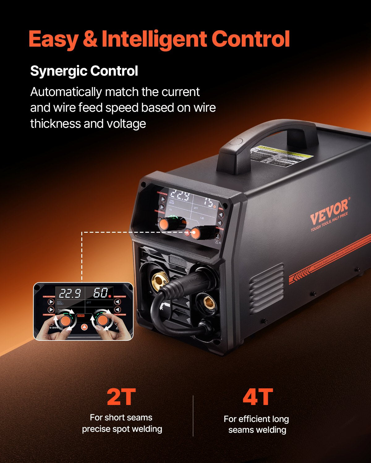 Wedding Favours: VEVOR Pro MIG Welder, 200Amp Pluse Mig Welding Machine, 5-in-1 Synergic Welder Machine MIG Pluse/Gas MIG/Flux Core MIG/Stick/Lift TIG with IGBT Inverter Technology and LCD Screen Display