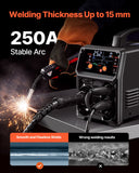 Wedding Favours: VEVOR Pro MIG Welder, 250Amp Pluse Mig Welding Machine, 5-in-1 Synergic Welder Machine MIG Pluse/Gas MIG/Flux Core MIG/Stick/Lift TIG with IGBT Inverter Technology and LCD Screen Display