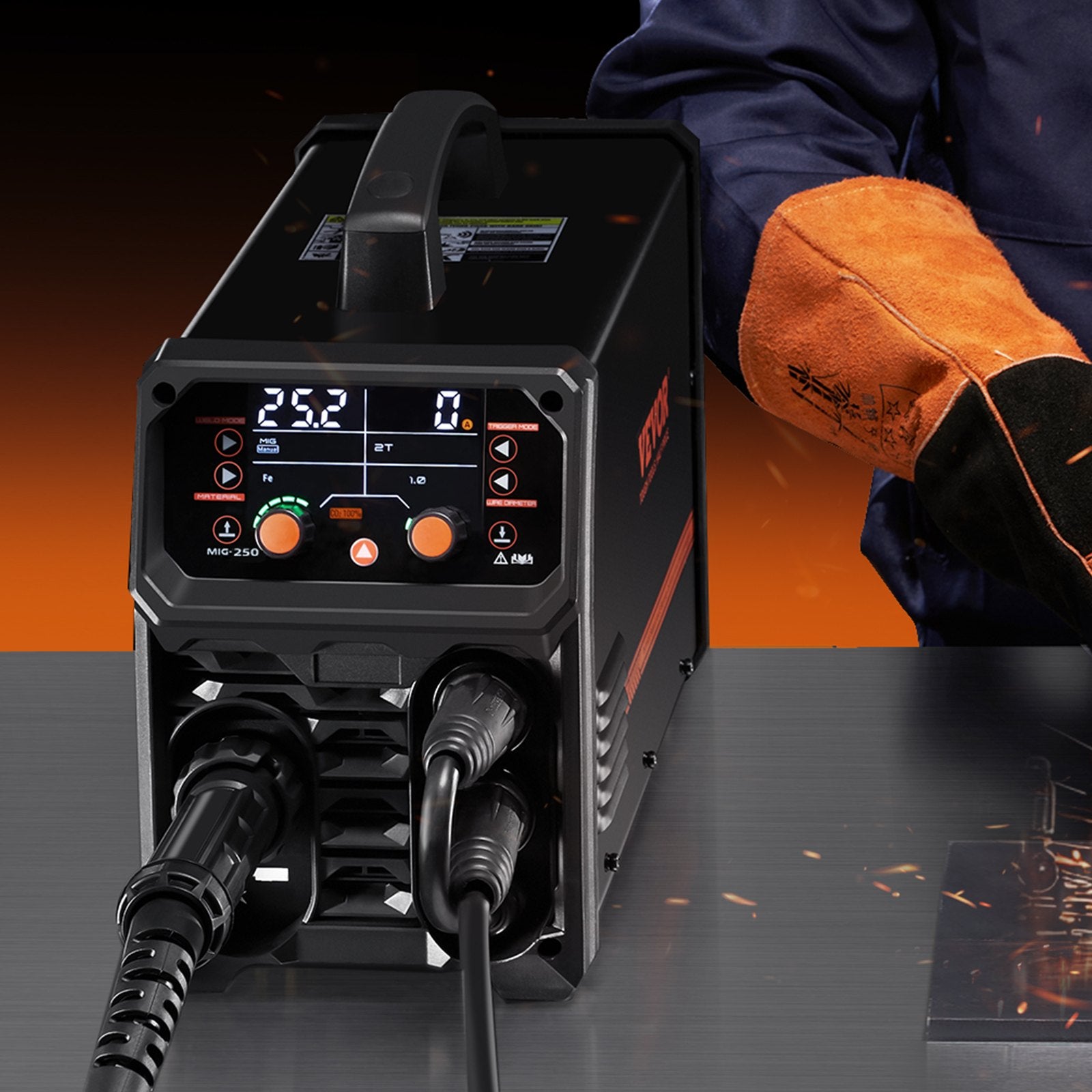 Wedding Favours: VEVOR Pro MIG Welder, 250Amp Pluse Mig Welding Machine, 5-in-1 Synergic Welder Machine MIG Pluse/Gas MIG/Flux Core MIG/Stick/Lift TIG with IGBT Inverter Technology and LCD Screen Display