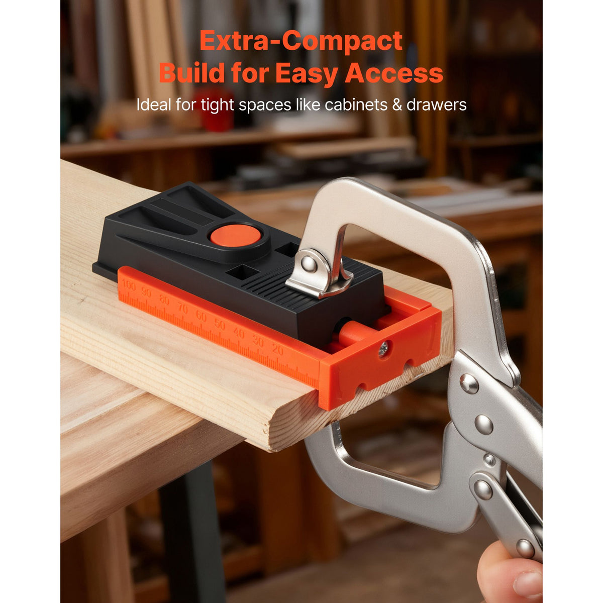Pocket Hole Jig Kit, 12.7 to 38.1 mm Adjustable, Mini Jig Pocket Hole System with Step Drill, Hex Wrench, Drill Stop Ring, Square Drive Bit, and Screws, Reinforced Nylon Frame, for Woodworking