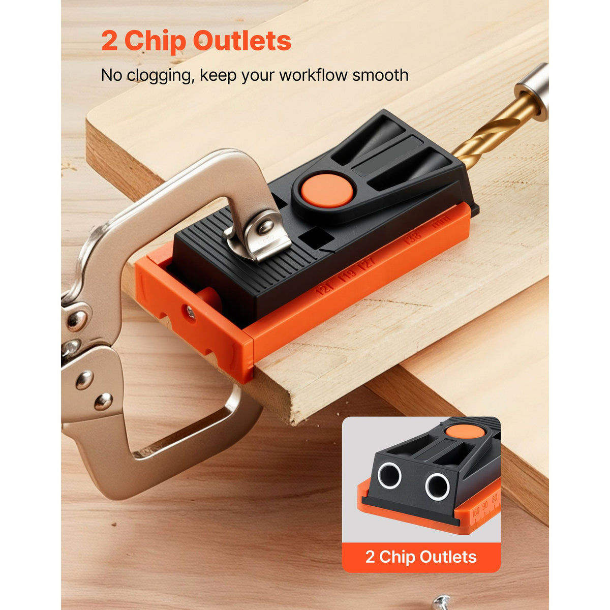 Pocket Hole Jig Kit, 12.7 to 38.1 mm Adjustable, Mini Jig Pocket Hole System with Step Drill, Hex Wrench, Drill Stop Ring, Square Drive Bit, and Screws, Reinforced Nylon Frame, for Woodworking