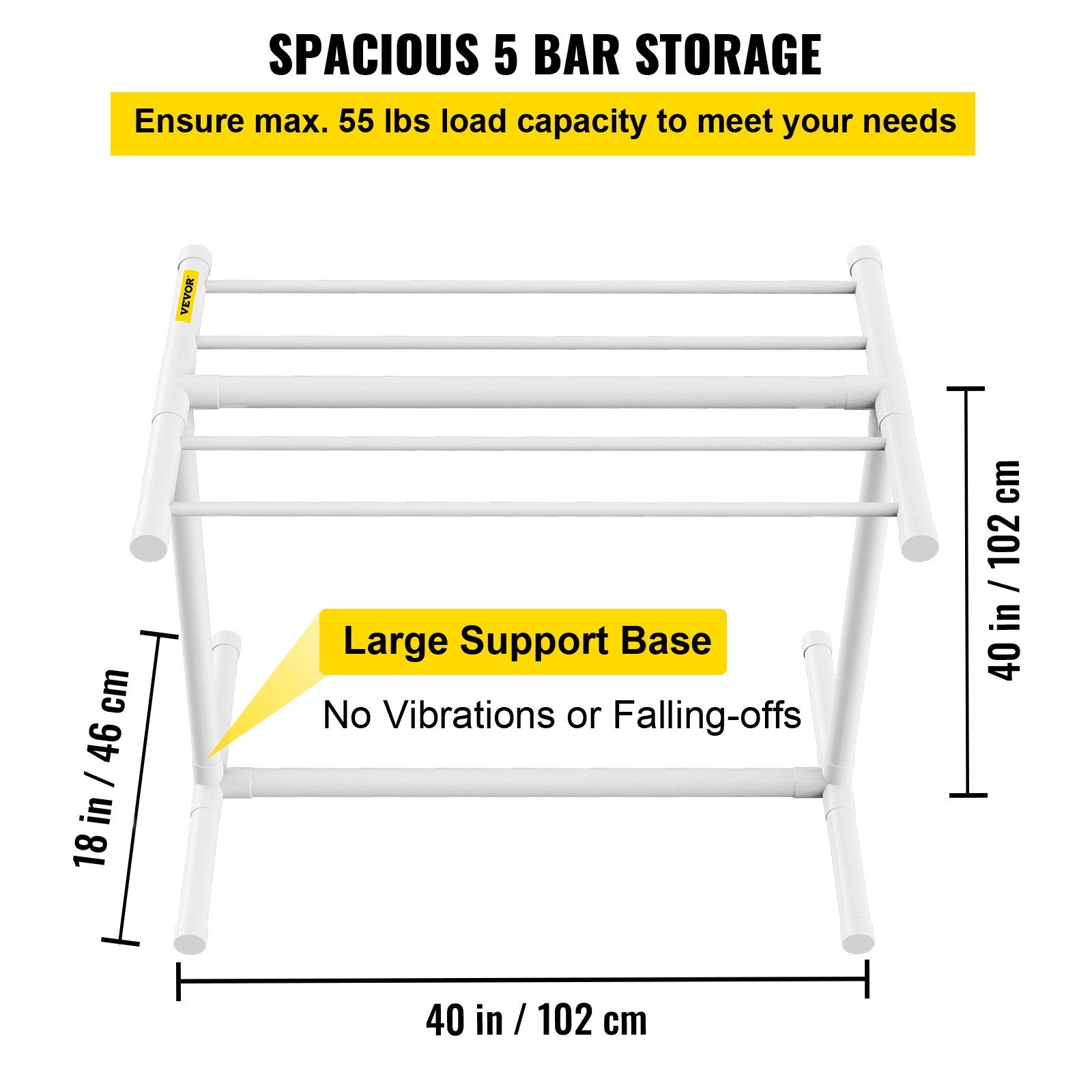 Towel Racks & Holders: VEVOR Pool Towel Rack, 5 Bar, White, Freestanding Outdoor PVC T-Shape Poolside Storage Organizer, Include 8 Towel Clips, Mesh Bag, Hook, Also Stores Floats and Paddles, for Beach, Swimming Pool, Home