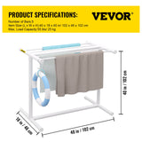 Towel Racks & Holders: VEVOR Pool Towel Rack, 5 Bar, White, Freestanding Outdoor PVC T-Shape Poolside Storage Organizer, Include 8 Towel Clips, Mesh Bag, Hook, Also Stores Floats and Paddles, for Beach, Swimming Pool, Home