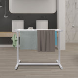 Towel Racks & Holders: VEVOR Pool Towel Rack, 5 Bar, White, Freestanding Outdoor PVC T-Shape Poolside Storage Organizer, Include 8 Towel Clips, Mesh Bag, Hook, Also Stores Floats and Paddles, for Beach, Swimming Pool, Home