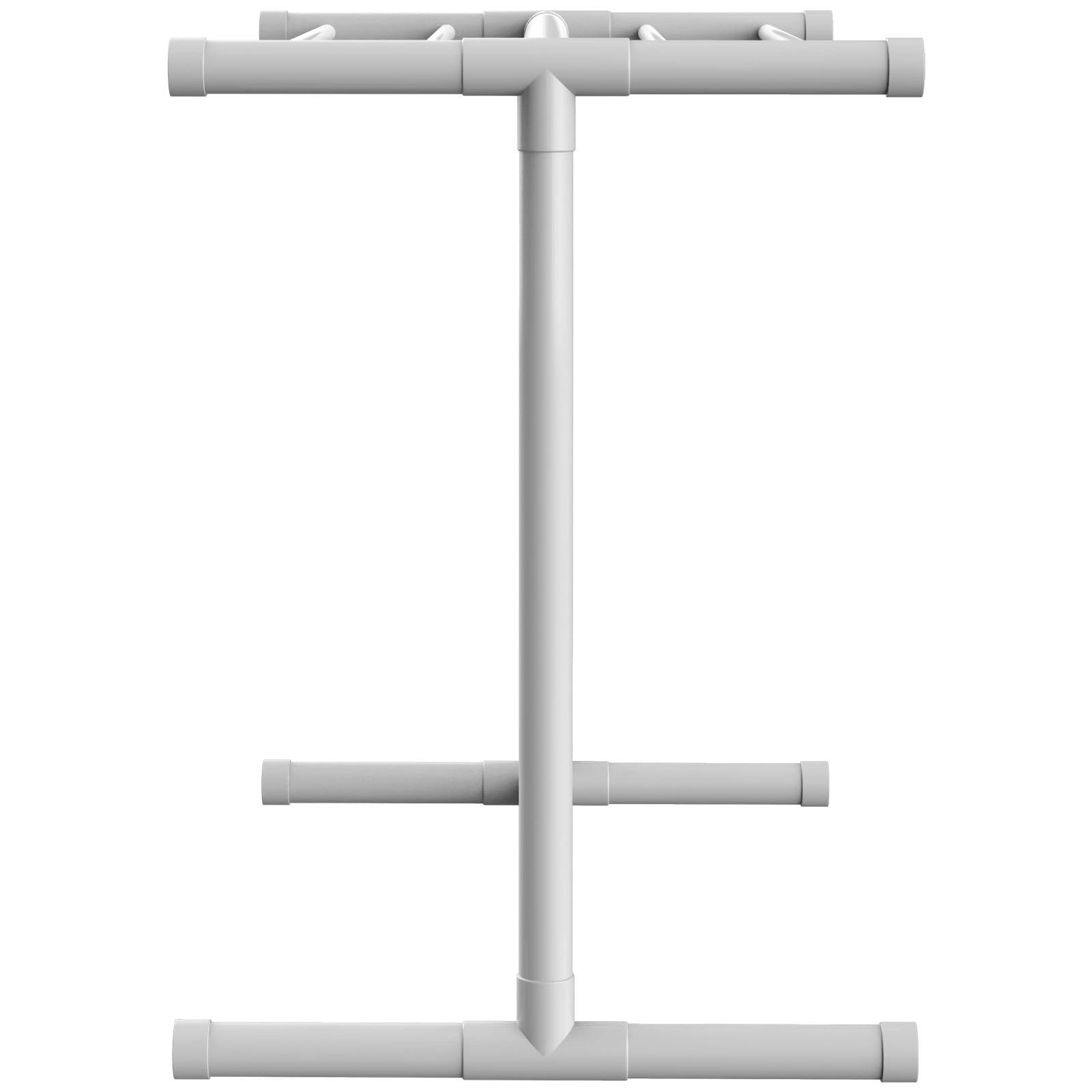 Towel Racks & Holders: VEVOR Pool Towel Rack, 5 Bar, White, Freestanding Outdoor PVC T-Shape Poolside Storage Organizer, Include 8 Towel Clips, Mesh Bag, Hook, Also Stores Floats and Paddles, for Beach, Swimming Pool, Home