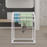 Towel Racks & Holders: VEVOR Pool Towel Rack, 5 Bar, Milky, Freestanding Outdoor PVC Curved Poolside Storage Organizer, Include 8 Towel Clips, Mesh Bag, Hook, Also Stores Floats and Paddles, for Beach, Swimming Pool, Home