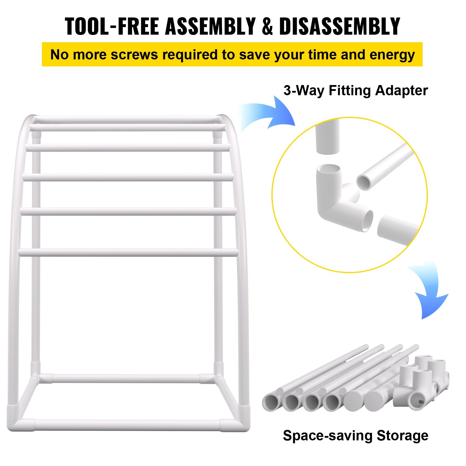 Towel Racks & Holders: VEVOR Outdoor Towel Rack Pool Towel Rack 7 Bar Curved White Freestanding Patio