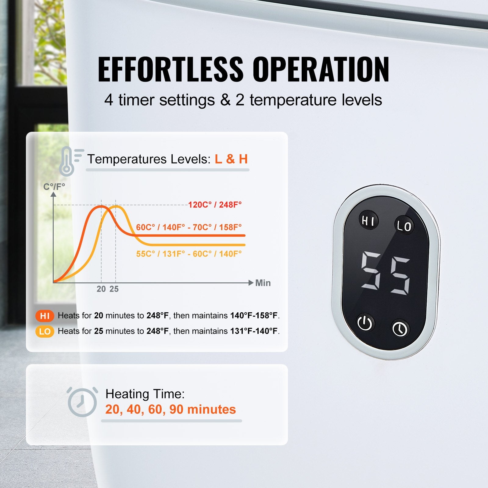 Fountain & Ponds Accessories: VEVOR 25L Towel Warmer Bucket with LED Screen Bottom Heating Columns Timer White