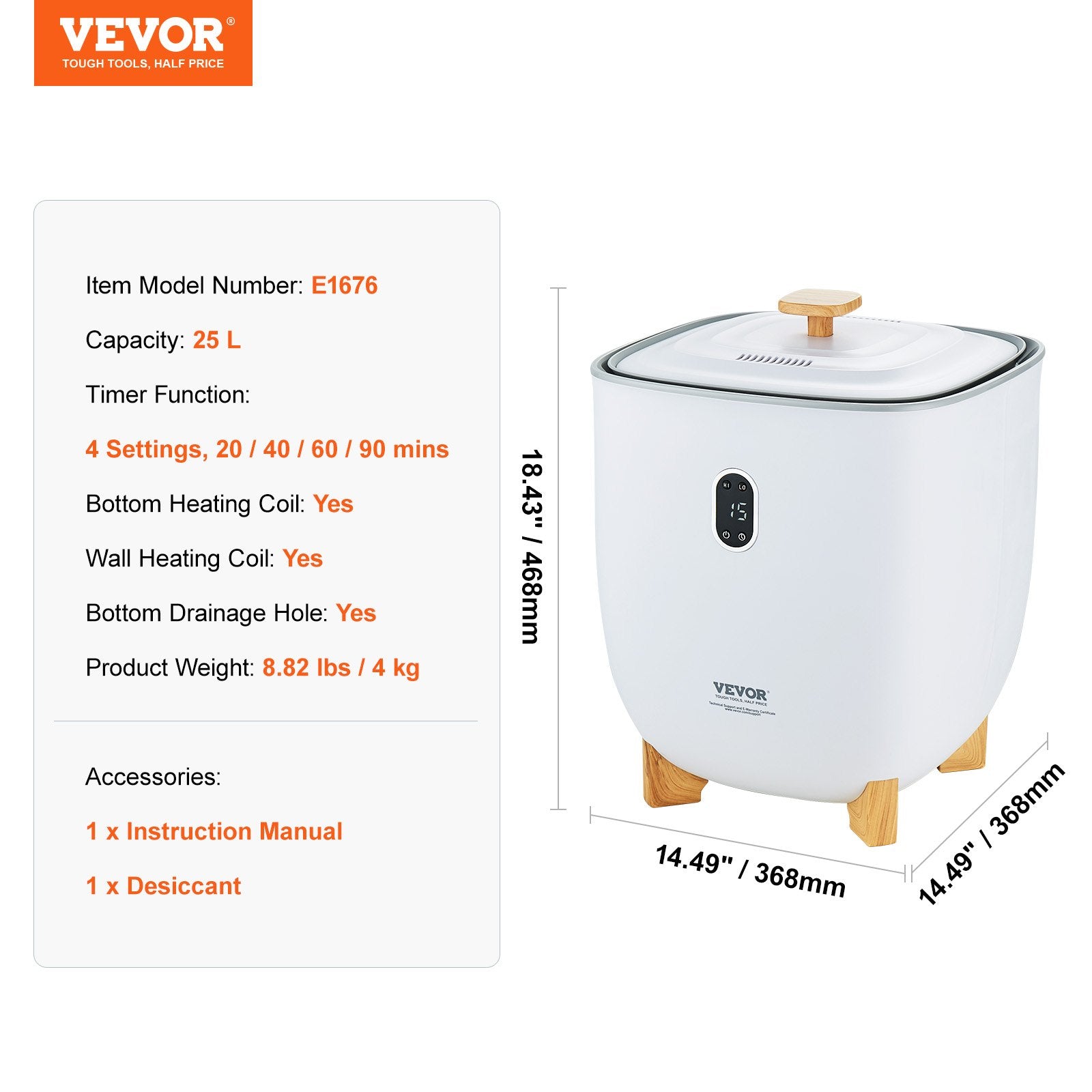 Fountain & Ponds Accessories: VEVOR 25L Towel Warmer Bucket with LED Screen Bottom Heating Columns Timer White