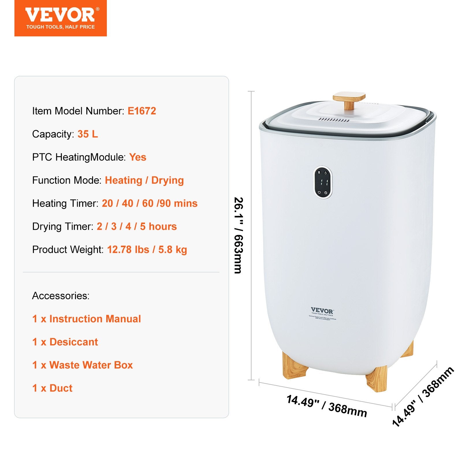 35L Large Towel Warmer Bucket with LED Screen Drying Fuction & Timer White