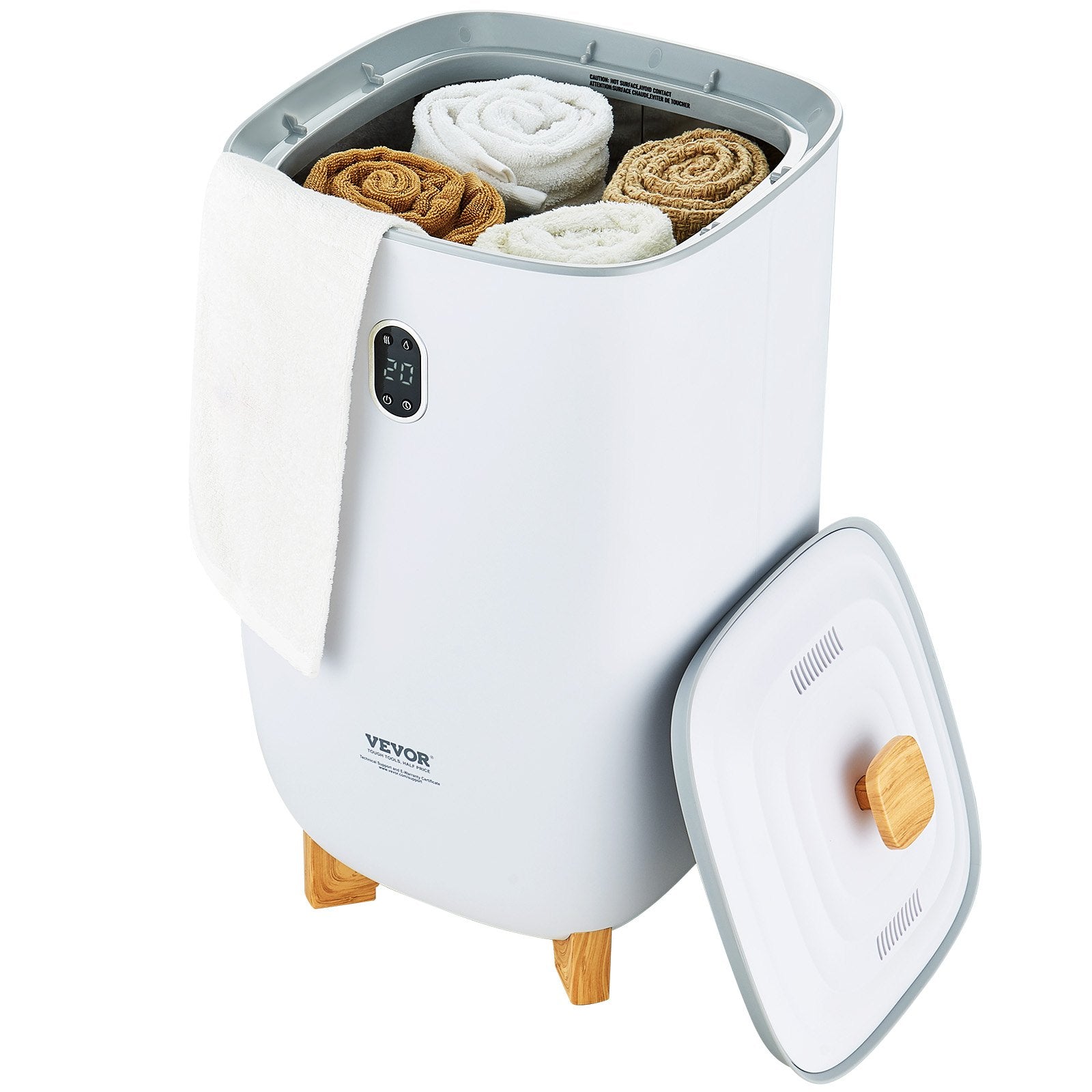 35L Large Towel Warmer Bucket with LED Screen Drying Fuction & Timer White