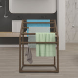 Towel Racks & Holders: VEVOR Pool Towel Rack, 5 Bar, Brown, Freestanding Outdoor PVC Trapedozal Poolside Storage Organizer, Include 8 Towel Clips, Mesh Bag, Hook, Also Stores Floats and Paddles, for Beach, Swimming Pool