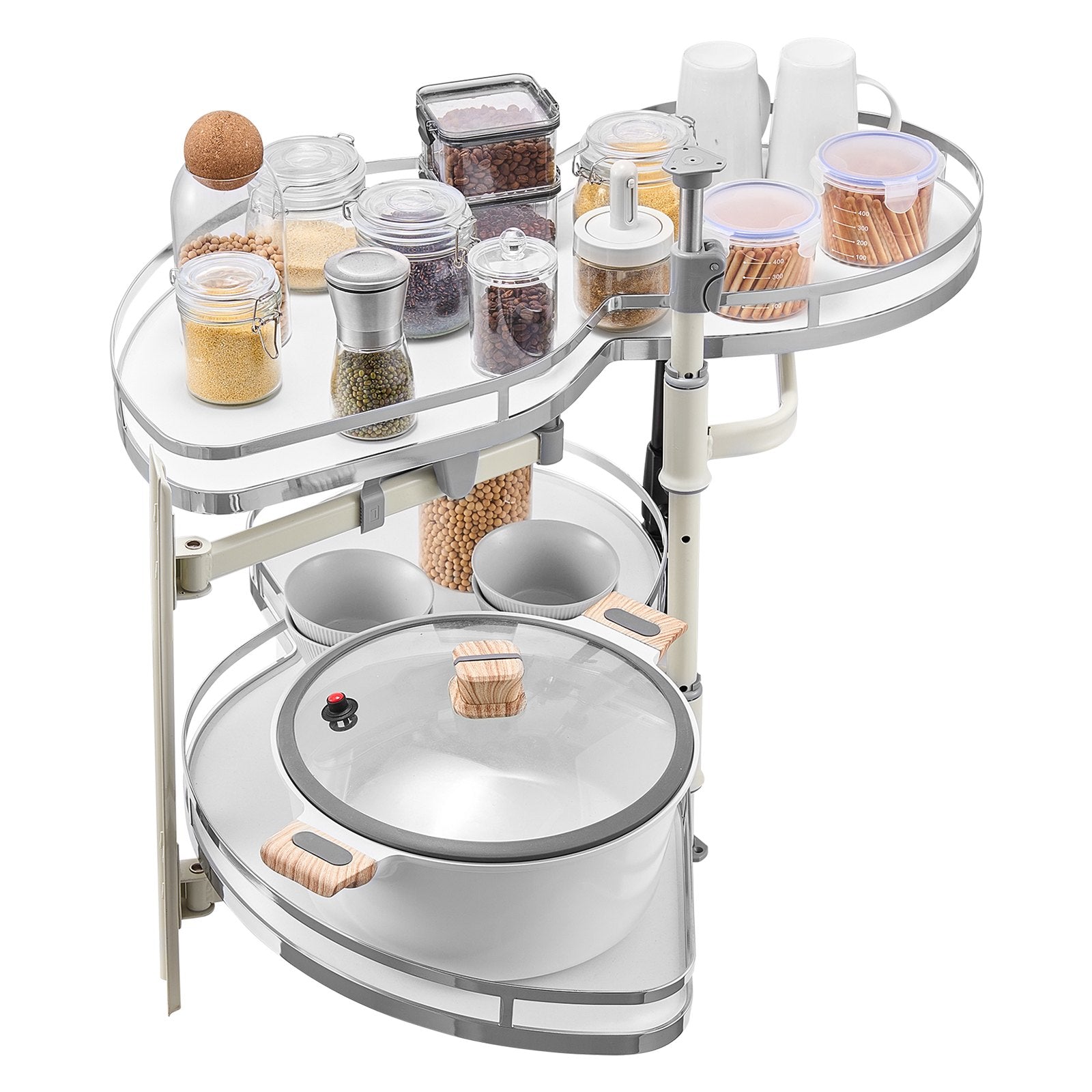 Desk Accessories: VEVOR Swing Left Blind Corner Cabinet, Pull Out Organizer for 36 inch Width Blind Cabinet, 2 Tier Height Adjustable Swing Tray, Soft Close Kitchen Cloud Blind Organizer, Left Open