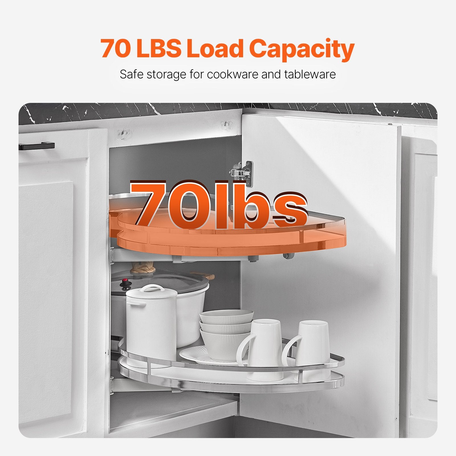 Desk Accessories: VEVOR Swing Left Blind Corner Cabinet, Pull Out Organizer for 36 inch Width Blind Cabinet, 2 Tier Height Adjustable Swing Tray, Soft Close Kitchen Cloud Blind Organizer, Left Open