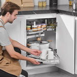 Desk Accessories: VEVOR Swing Left Blind Corner Cabinet, Pull Out Organizer for 36 inch Width Blind Cabinet, 2 Tier Height Adjustable Swing Tray, Soft Close Kitchen Cloud Blind Organizer, Left Open