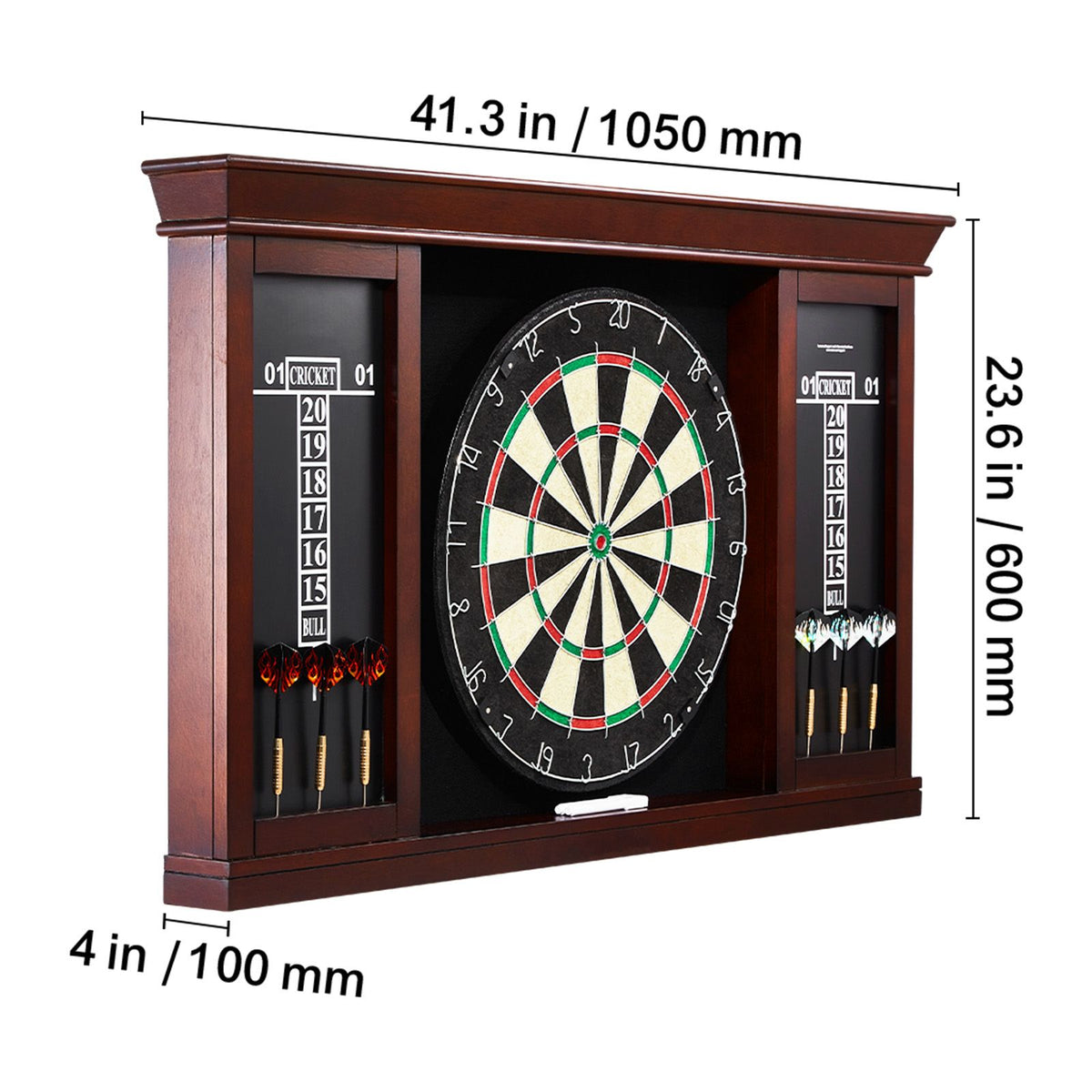 Dartboard and Cabinet Set, Ready-to-Play Bundle Official Size Dartboard Cabinet Set, Steel Tip Dart Cabinet, Features Easy Assembly, Complete with All Accessories, Perfect for Cricket Games