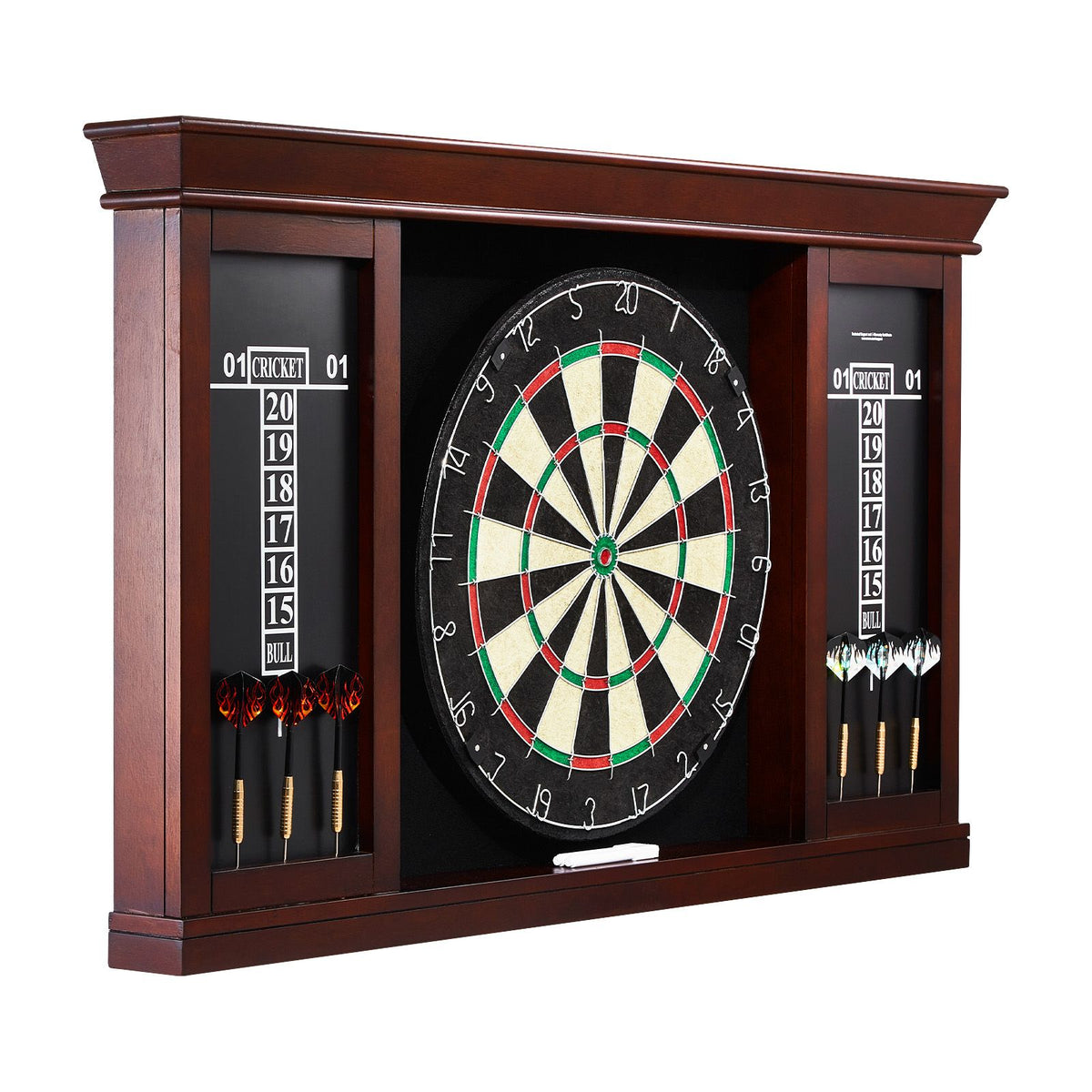 Dartboard and Cabinet Set, Ready-to-Play Bundle Official Size Dartboard Cabinet Set, Steel Tip Dart Cabinet, Features Easy Assembly, Complete with All Accessories, Perfect for Cricket Games