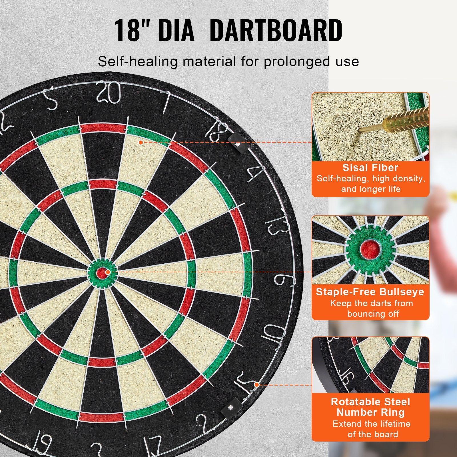 Tool Sockets: VEVOR Dartboard and Cabinet Set Official Size Complete Accessory Steel Tip Dart