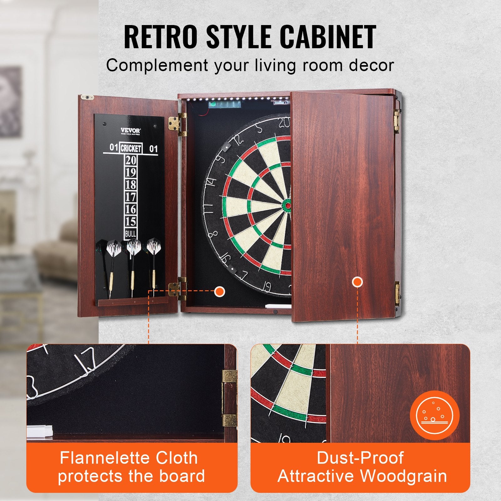 Tool Sockets: VEVOR Dartboard and Cabinet Set Official Size Complete Accessory Steel Tip Dart