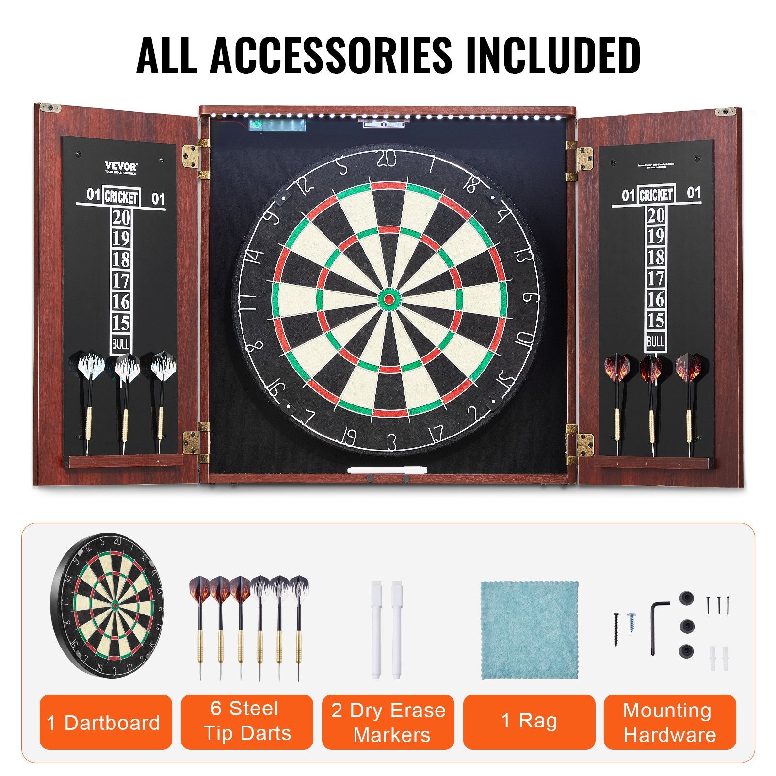 Tool Sockets: VEVOR Dartboard and Cabinet Set Official Size Complete Accessory Steel Tip Dart