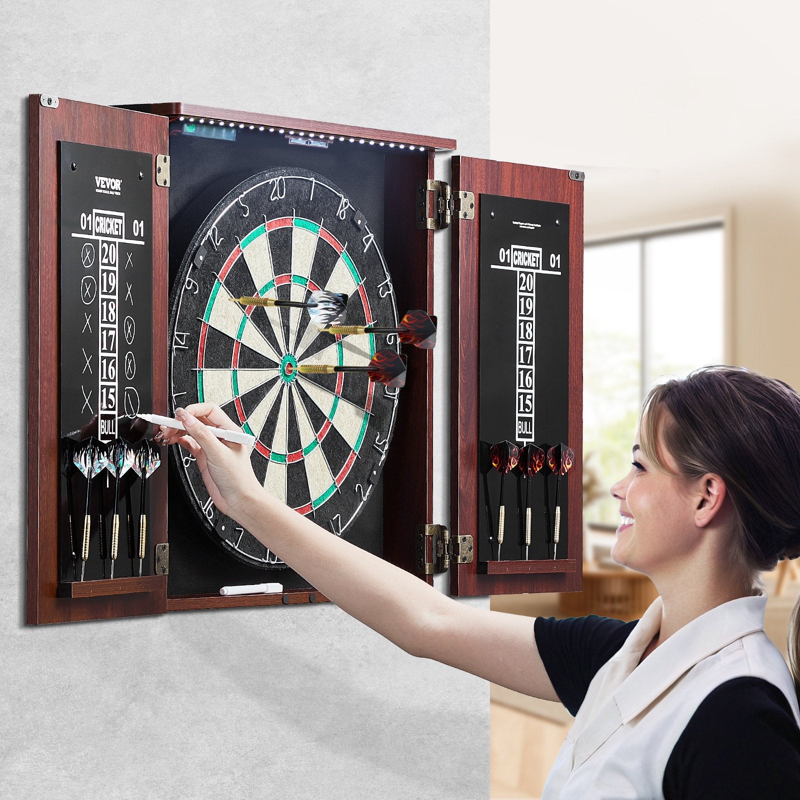 Tool Sockets: VEVOR Dartboard and Cabinet Set Official Size Complete Accessory Steel Tip Dart