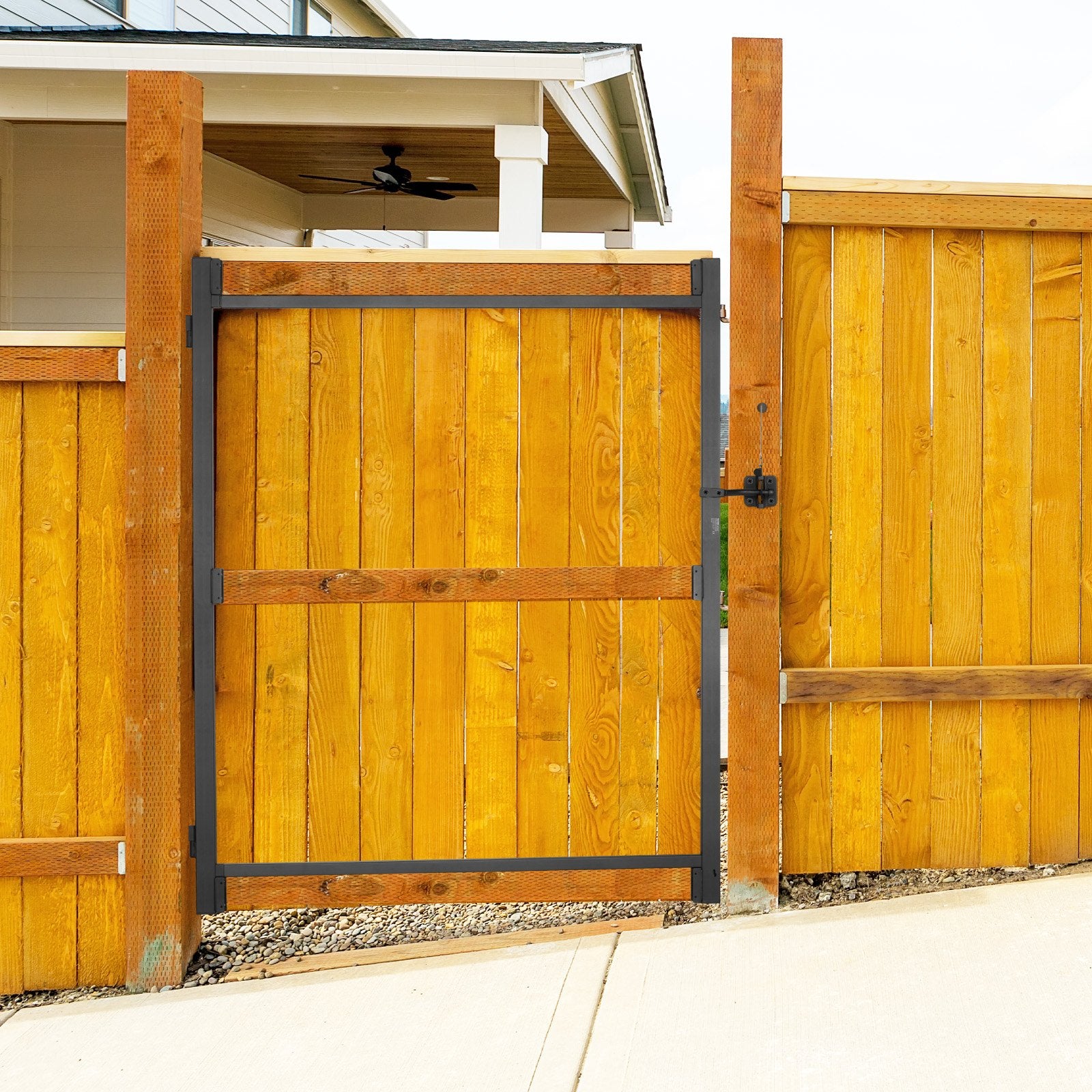 Fence & Gate Accessories: VEVOR Gate Building Kit, Fits 152.4 to 243.8 cm Wide Openings, Up from 182.9 to 213.4 cm High Fence, Adjustable Gate Building Kit, Anti Sag Full Gate Frame Kit with Latch Lock, for Wooden Fence, Iron