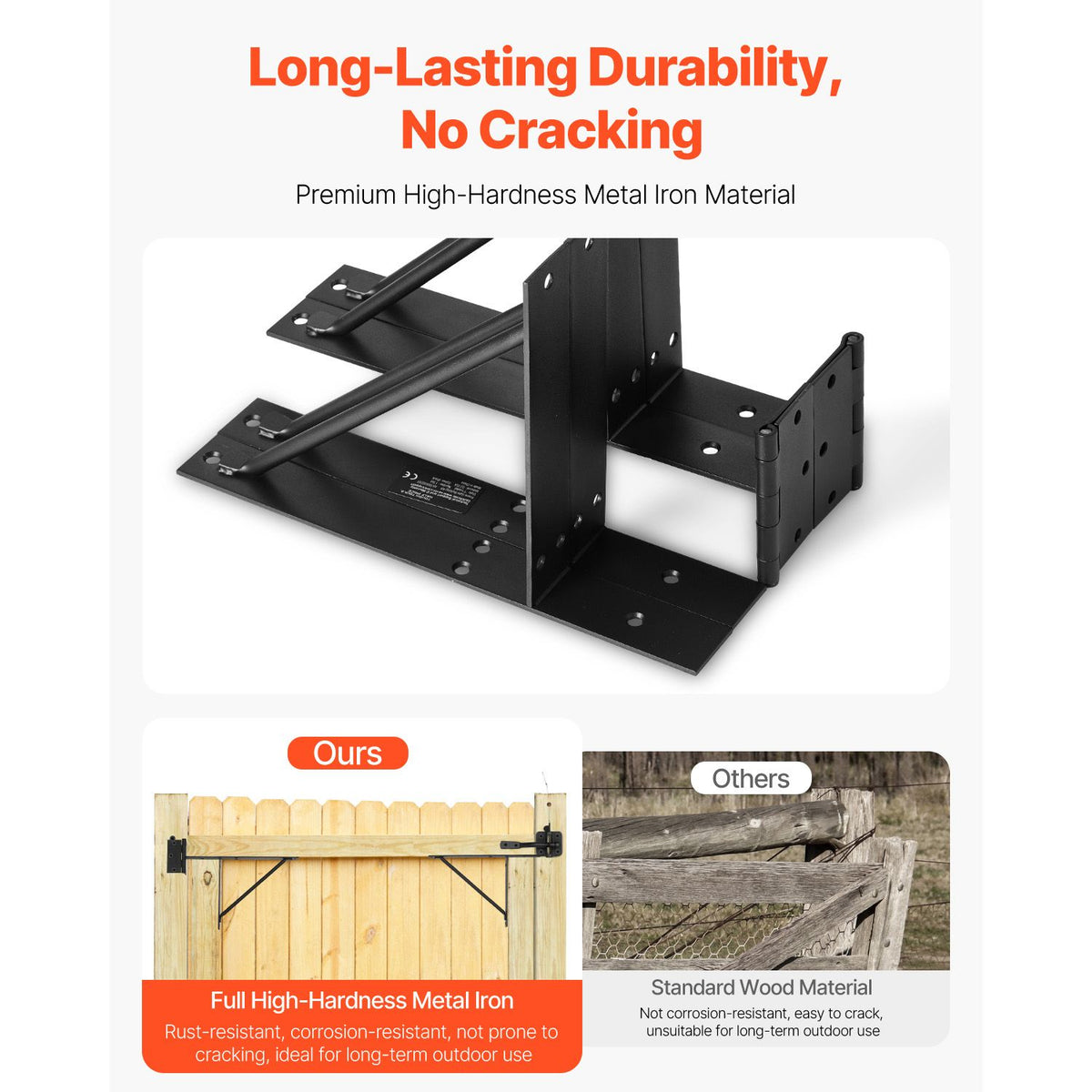 Gate Corner Brace Bracket, Anti Sag Gate Frame Hardware Kit, Gate Frame Brace Bracket with Latch Lock, Latch Lock Rope, for Shed Doors, Corral Gates, Driveway Gates, Stable Gates, Iron, Black