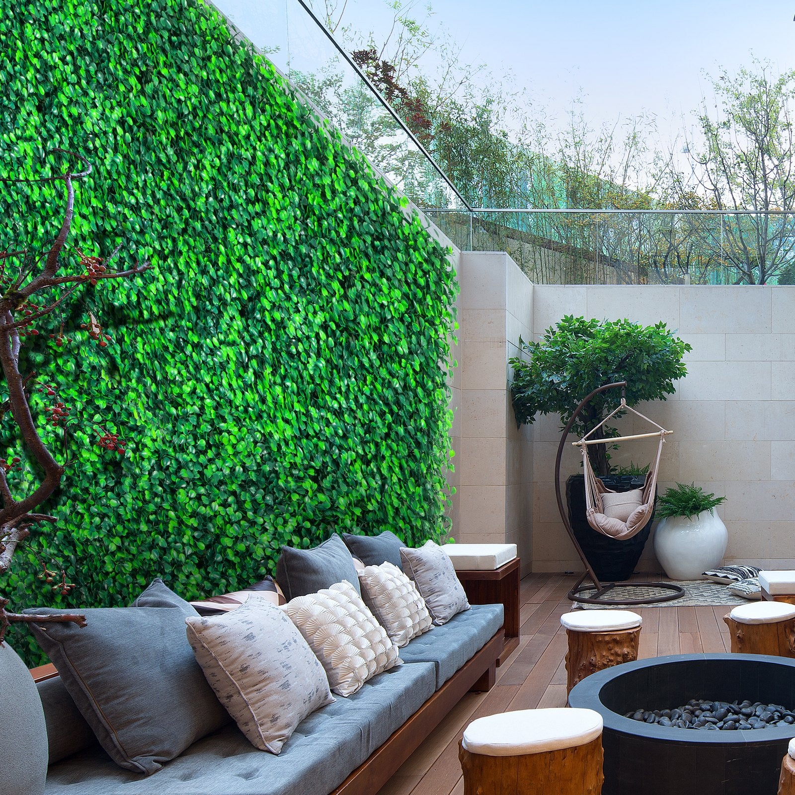 Artificial Boxwood Panels, 20 PCS 20""x20"" Boxwood Hedge Wall Panels, PE Artificial Grass Backdrop Wall 1.6"", Privacy Hedge Screen for Decoration of Outdoor, Indoor, Garden, Fence, and Backyar