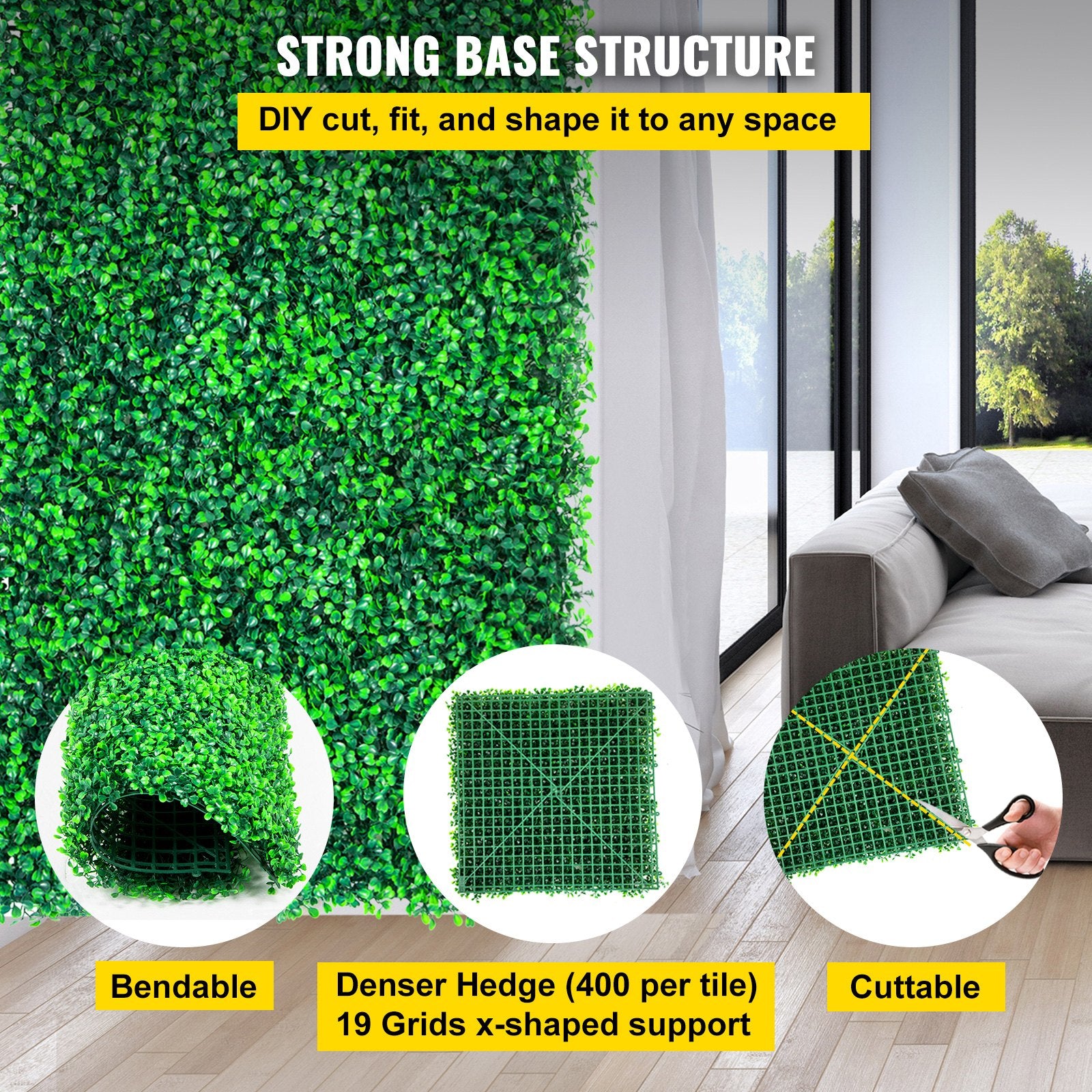 Caravan Accessories: VEVOR Artificial Boxwood Panels, 6 PCS50.8x50.8cmBoxwood Hedge Wall Panels, PE Artificial Grass Backdrop Wall 4 cm, Privacy Hedge Screen for Decoration of Outdoor, Indoor, Garden, Fence, and Backyard
