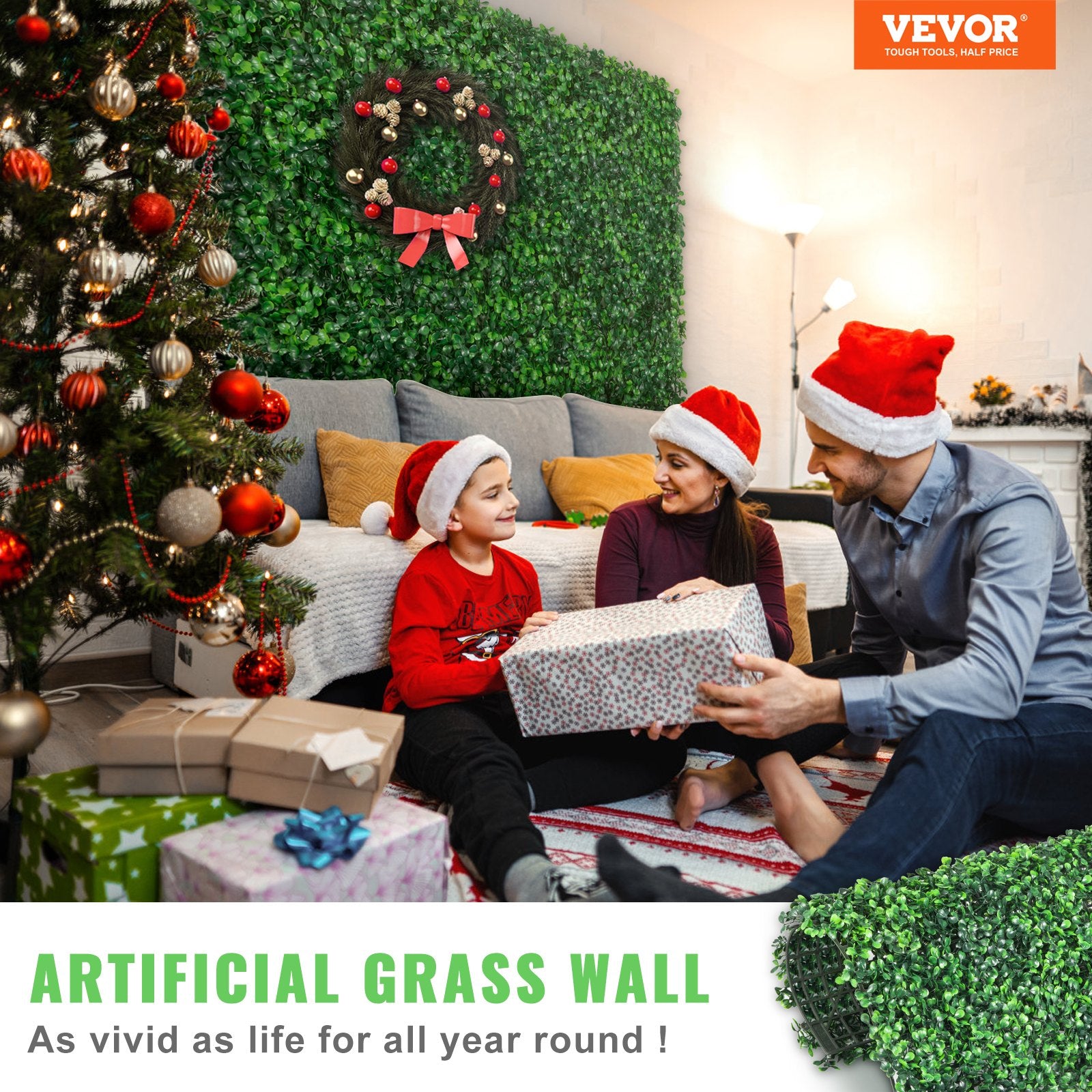 Garden Ornaments: VEVOR Artificial Boxwood Panel UV 12pcs Boxwood Hedge Wall Panels Artificial Grass Backdrop Wall 20X20" 4cm Green Grass Wall Fake Hedge for Decor Privacy Fence Indoor Outdoor Garden Backyard