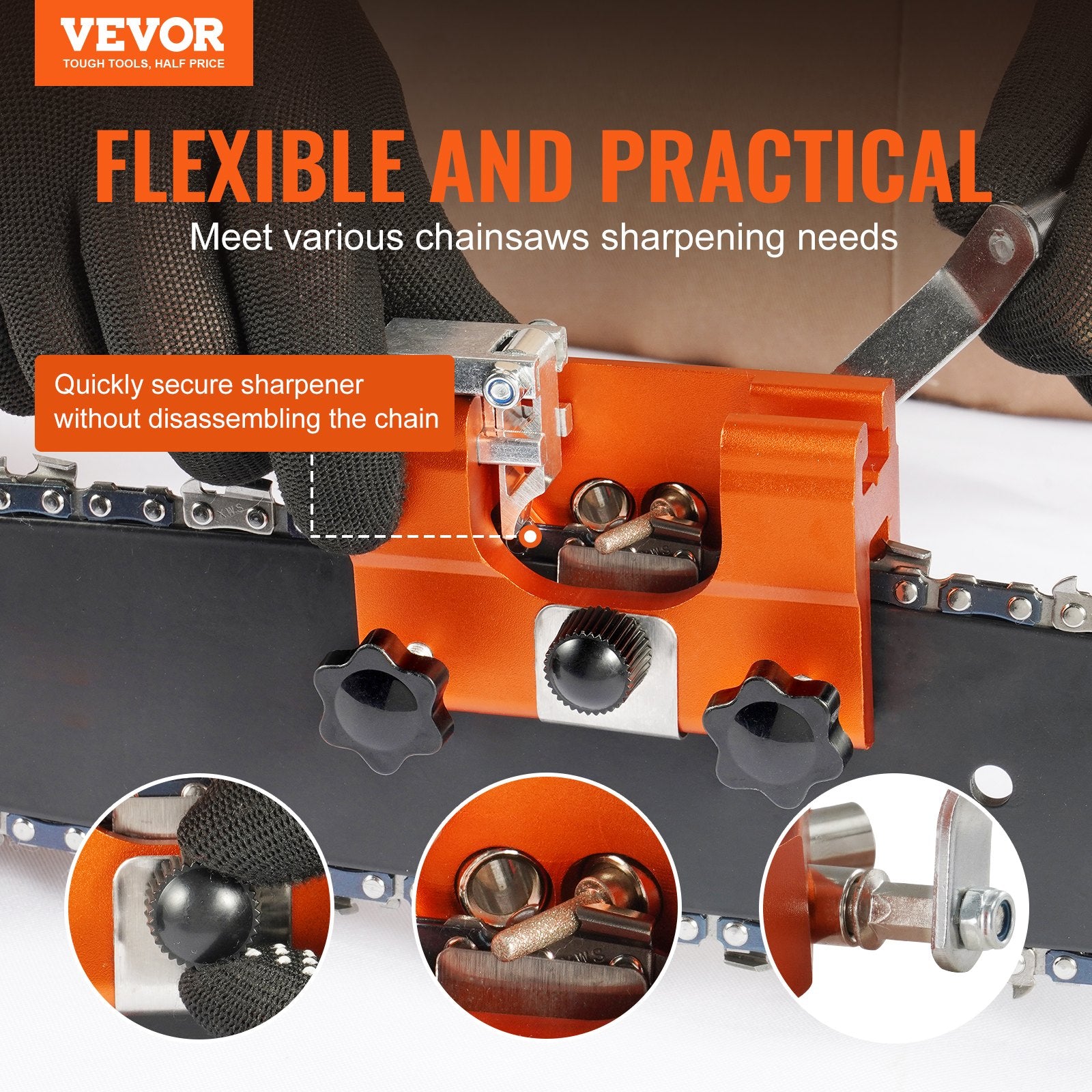 Chainsaws: VEVOR Chainsaw Sharpener Hand Crank Chainsaw Chain Sharpener for 4-22" Chain Saw