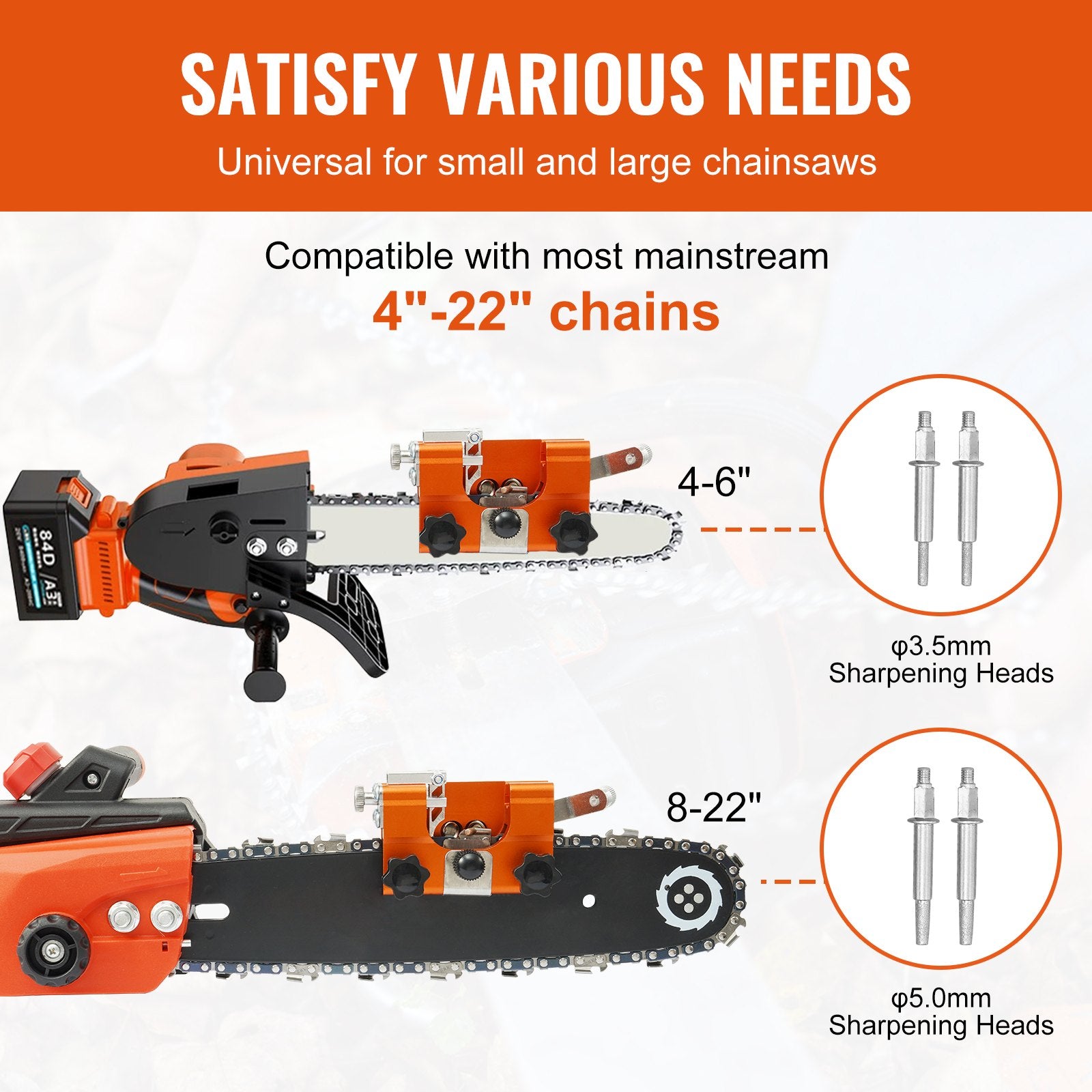 Chainsaws: VEVOR Chainsaw Sharpener Hand Crank Chainsaw Chain Sharpener for 4-22" Chain Saw